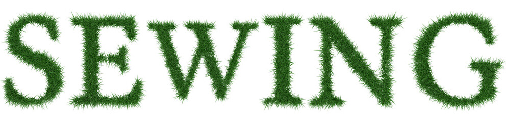 Sewing - 3D rendering fresh Grass letters isolated on whhite background.