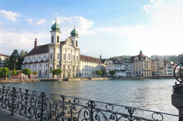 Historic city center of Lucerne. Swiss landmark - May 28, 2017 : Lucerne During the high season of...