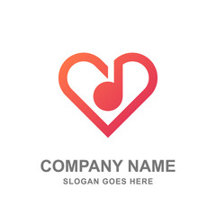 Music Note Love Abstract Logo Vector Icon 