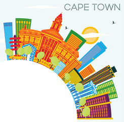 Cape Town Skyline with Color Buildings, Blue Sky and Copy Space.