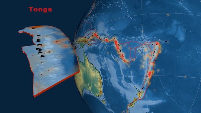 Tonga tectonics featured. Relief