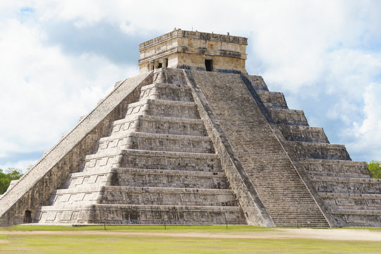 Maya temple pyramid of Kukulkan in Mexico. Ancient symbol of architecture