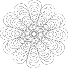 black and white online art. Geometric Round Floral Ornament