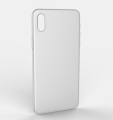 Blank white smart phone mobile back cover or case for design template mock up design. 3d illustration