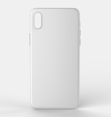 Blank white smart phone mobile back cover or case for design template mock up design. 3d illustration
