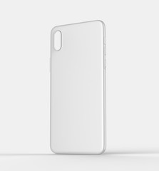 Blank white smart phone mobile back cover or case for design template mock up design. 3d illustration