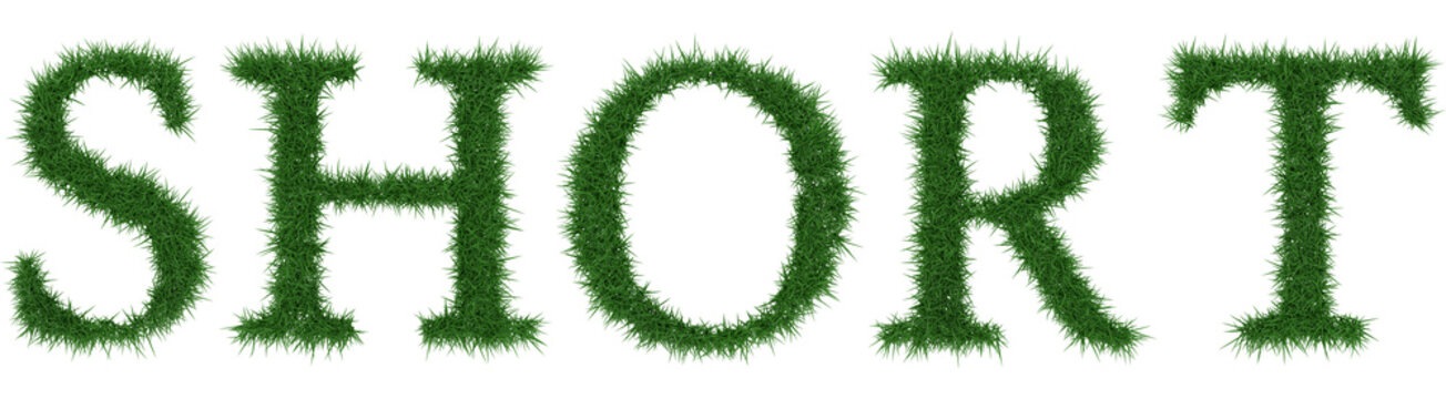 Short - 3D rendering fresh Grass letters isolated on whhite background.