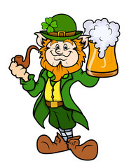 Happy Leprechaun Drinking Beer