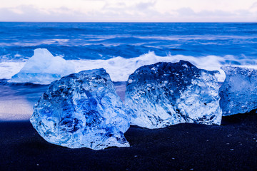 ice at Jokulsarlon Gacial lagoon and beach, Iceland