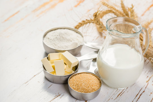 Baking Ingredients In Measuring Cups