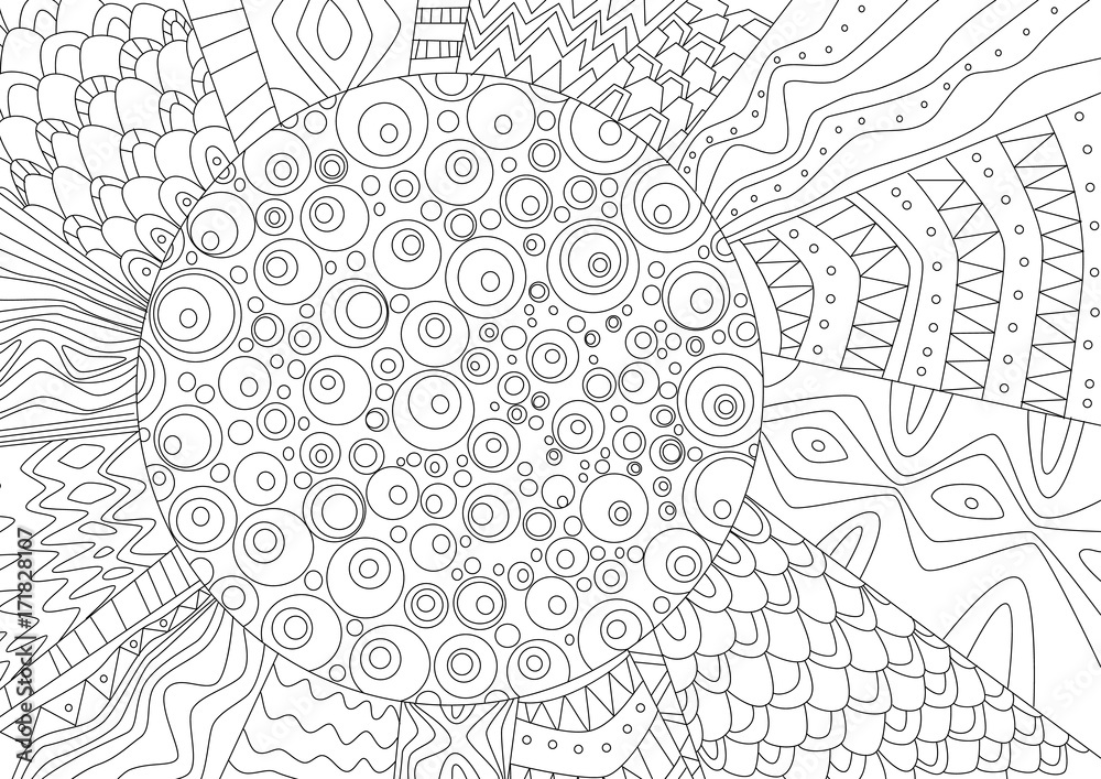 Wall mural abstract drawing of sun for coloring book