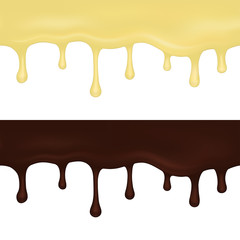 Melted dark and white chocolate. Vector illustration.