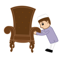 Hindu Political Leader Pulling Throne Chair
