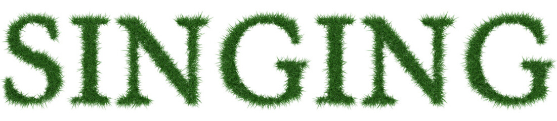 Singing - 3D rendering fresh Grass letters isolated on whhite background.