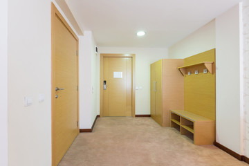 Hotel room entrance corridor