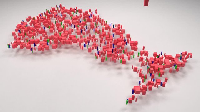 Decorative Map of Ontario - Canada | 3D rain of little bricks