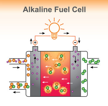 The Alkaline fuel cell structure. Graphic design vector.