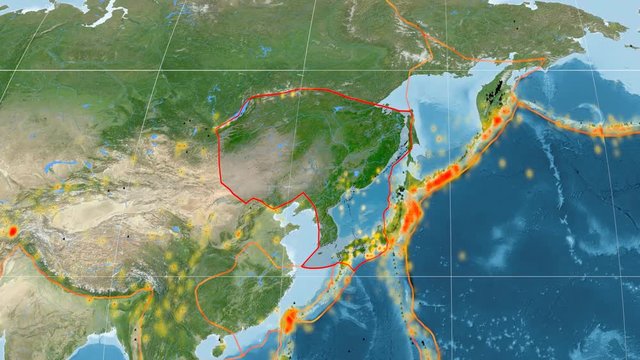 Amur tectonics featured. Satellite imagery. Kavrayskiy VII projection