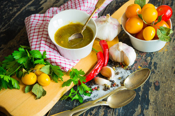 Traditional georgian sauce tkemali