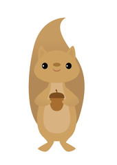 Vector illustration of a squirrel holding an acorn