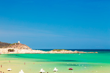 Fototapeta na wymiar The beach of Chia su Giudeu, Sardinia