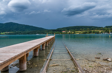 Fototapeta na wymiar The mountain lake Tegernsee in Bavaria, Germany