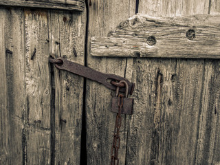 Detail of the door of a fisherman hut in the Rondane National Park in Norway
