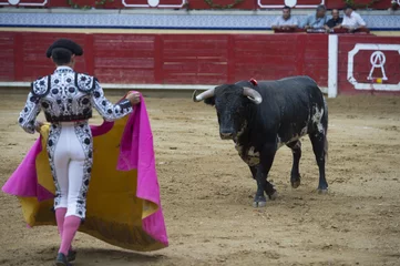 Cercles muraux Tauromachie Bullfighter in a bullring.