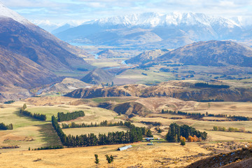 Queenstown neighborhood in the late autumn,  South Island, New Zealand.