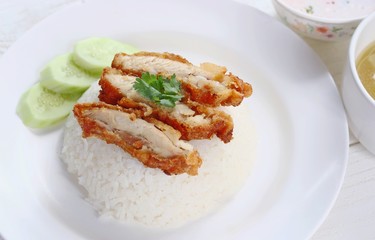 Thai gourmet fried chicken with rice