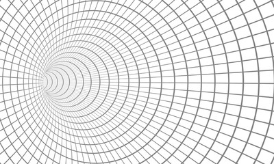 Illustration of Vector Spiral Tunnel. Wireframe Technology Vortex Tunnel Illusion Background