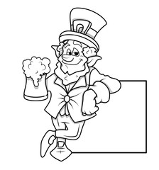 Fototapeta premium Leprechaun Character Standing with Blank Banner
