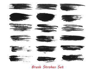 Grungy brush strokes set over white background. Elements for your work and design. Eps10