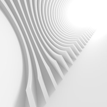 Abstract Architecture Background. 3d Rendering of White Circular Tunnel Building
