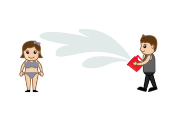 Boy Throwing Water on Girl