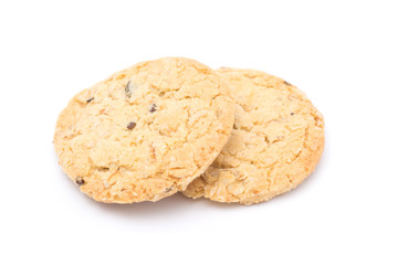 Cereal cookies or grains cookies isolated on white background.