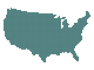 Abstract map of United States of America with square dots.
