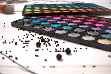 Magnificent background with female accessories, cosmetics and costume jewelery