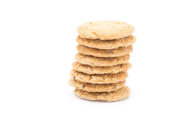 Cereal cookies or grains cookies isolated on white background.