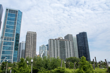 Fototapeta premium Wieżowce i Maggie Daley Park, Chicago, Illinois
