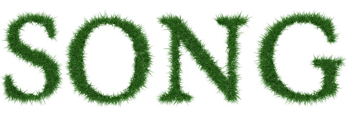 Song - 3D rendering fresh Grass letters isolated on whhite background.