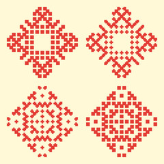 Baltic patterns. Latvian ornaments. Vector illustration. Pixel design.