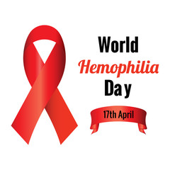 Realistic red ribbon to World Hemophilia Day.