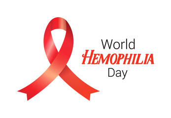 Realistic red ribbon to World Hemophilia Day.