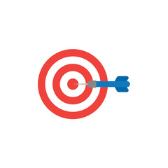 Flat design style vector concept of bullseye with dart icon in the center on white