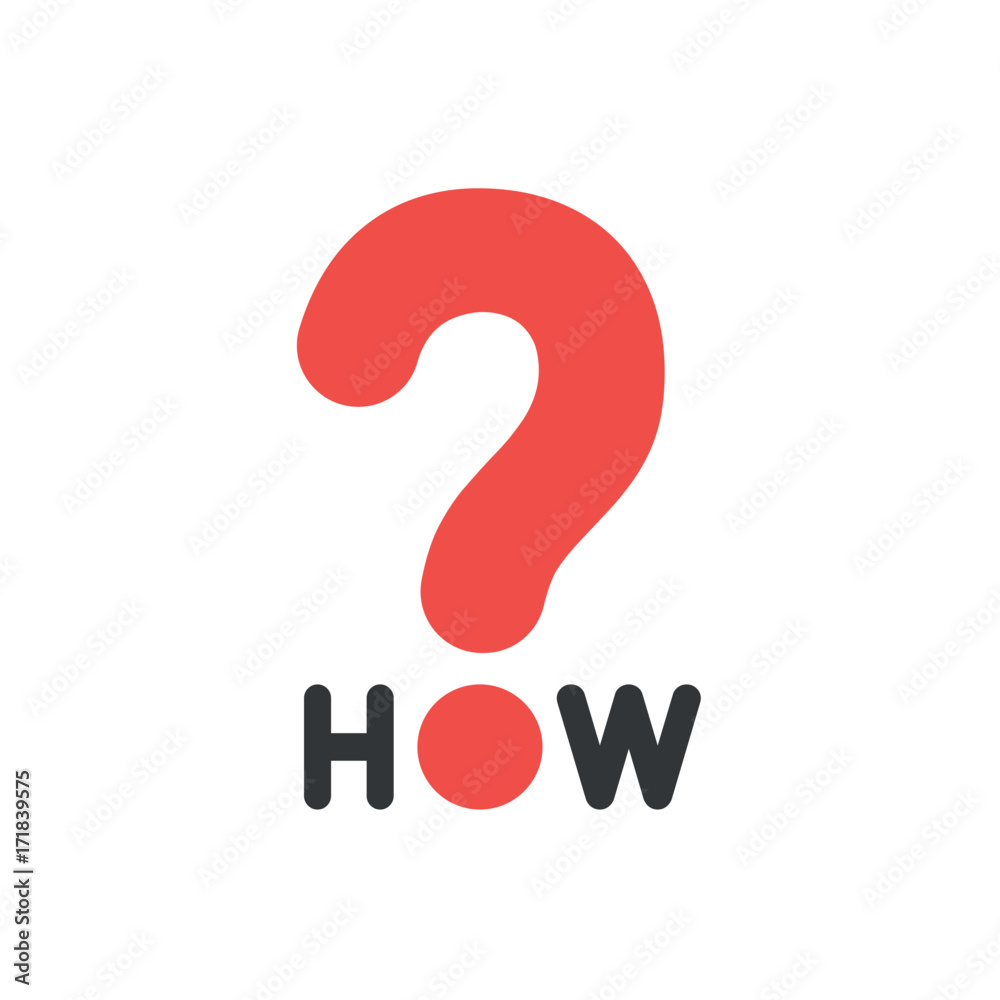 Fototapete flat design style vector concept of how text with question mark icon on white