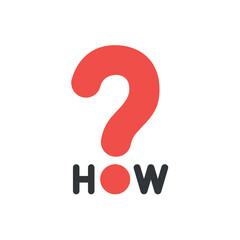 Flat design style vector concept of how text with question mark icon on white