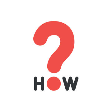 Flat design style vector concept of how text with question mark icon on white
