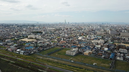 Obraz premium 大和川から空撮～大阪市を望む～