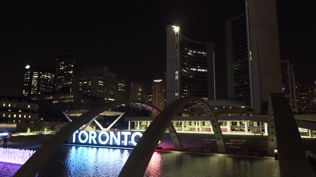 Nathan Phillips Square in Toronto Evening